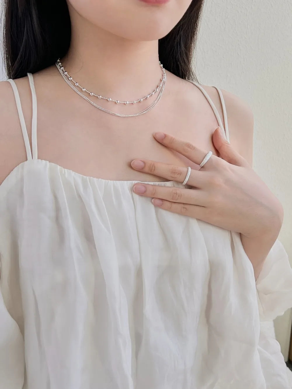 Silver Classic Beaded Necklace