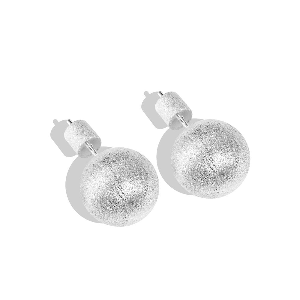 Silver Brushed Ear Studs