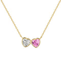Silver Zircon Heart Cut Duel Shape Pendant Necklace