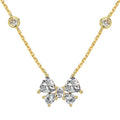 Silver Zircon Trillion Curved Cut Bow Pendant Necklace