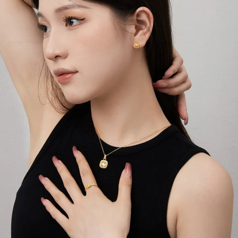 Silver Zircon Cushion Square Cut Pillow Ear Studs