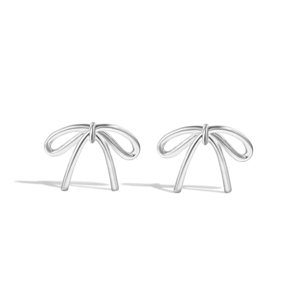 Silver Bow Knot Ear Studs
