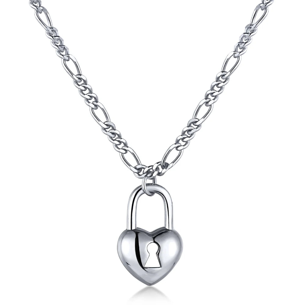 Silver Lock Pendant Necklace