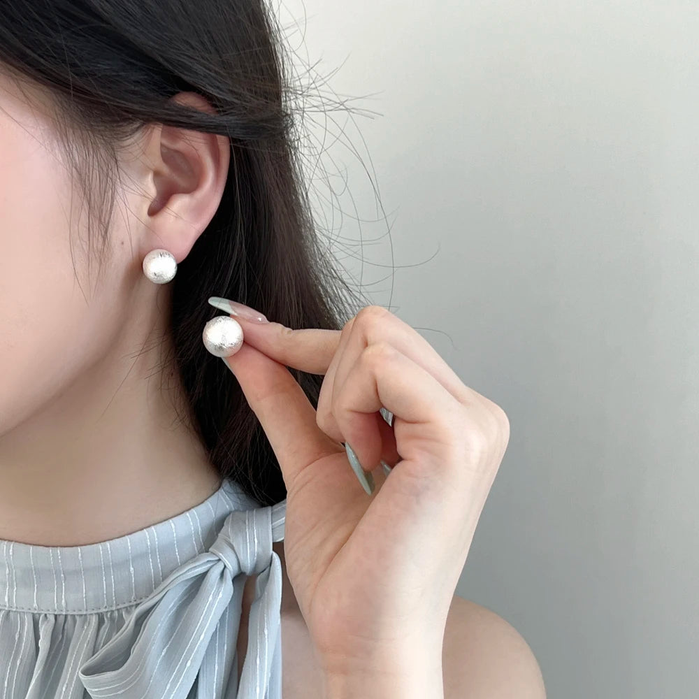 Silver Brushed Ear Studs