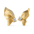 Silver Zircon Round Cut Brushed Inlaid Butterfly Wings Ear Studs
