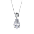 Silver Zircon Pear Cut Stacked Water Drop Pendant Necklace