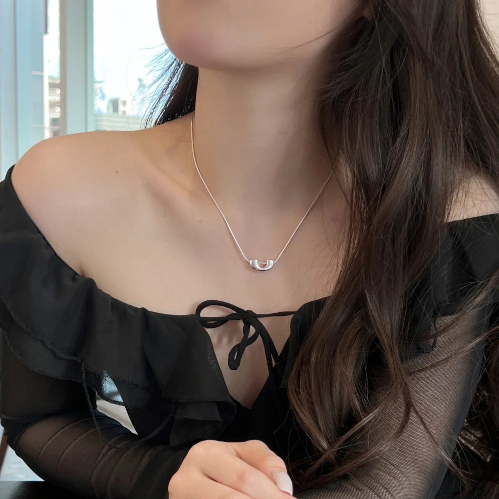 Silver U Bar Necklace