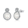 Silver Pearl Halo Ear Studs