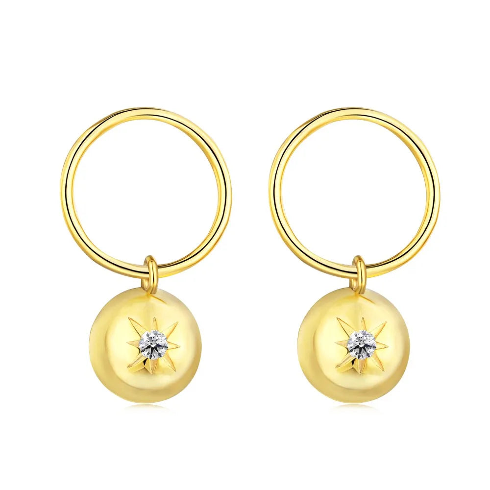 Silver Zircon Round Cut Charm Ear Hoops