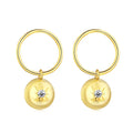 Silver Zircon Round Cut Charm Ear Hoops