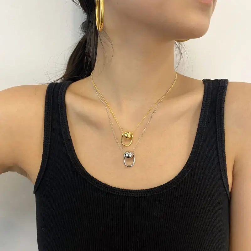 Silver Rotatable Pendant Necklace