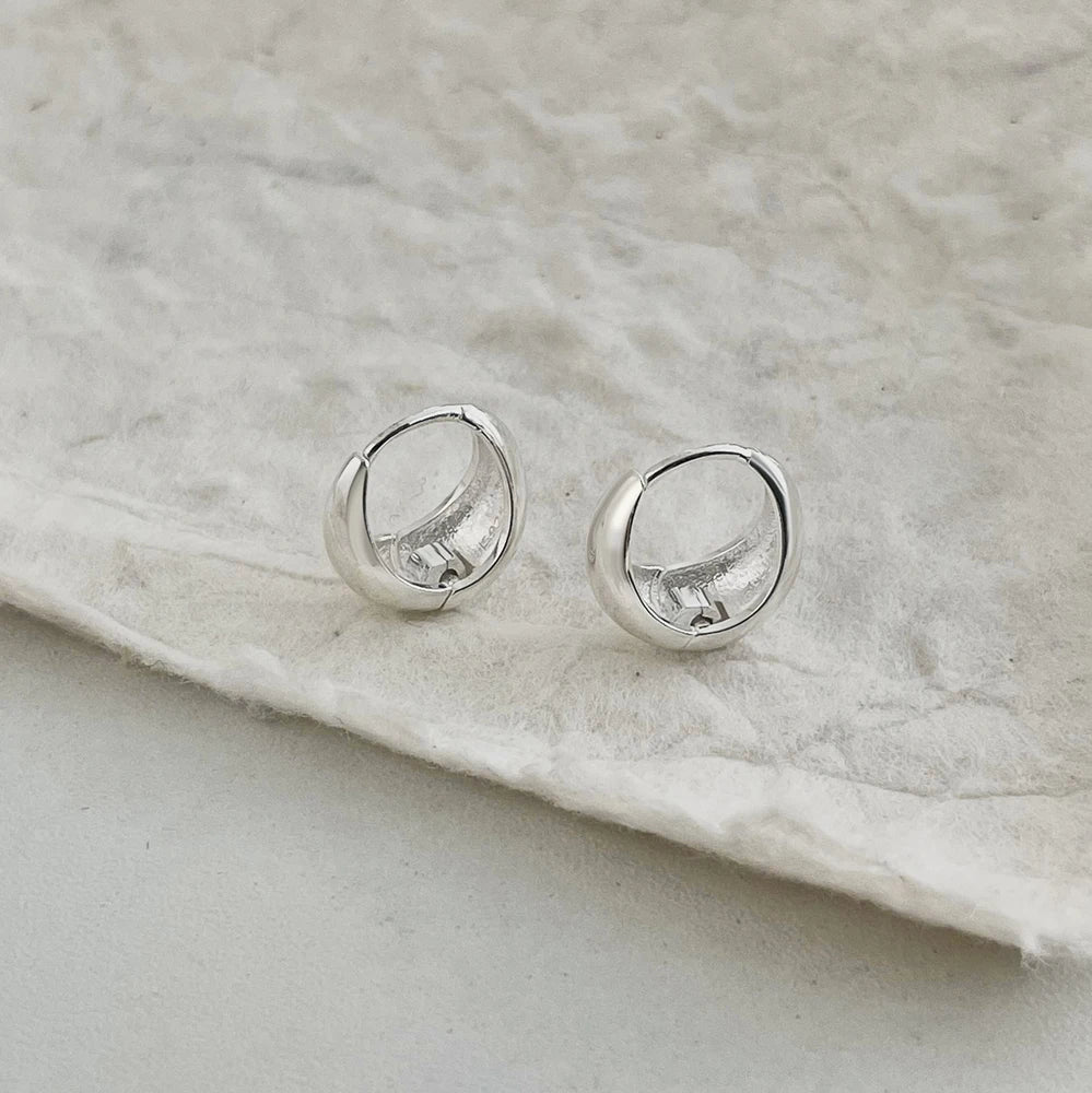Silver Chunky Ear Hoops