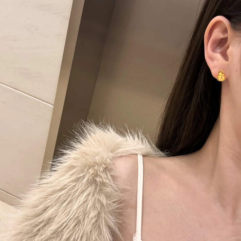 Silver Brushed Gourd Ear Studs