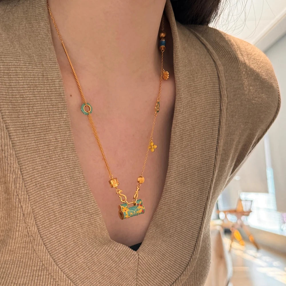 Silver Longevity Lock Pendant Necklace