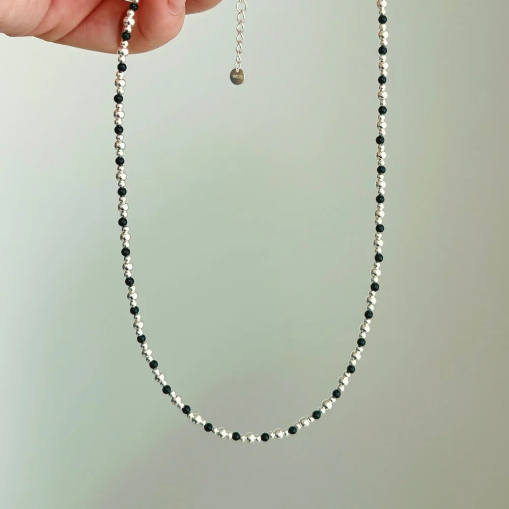 Silver Multi Shape Beaded Necklace