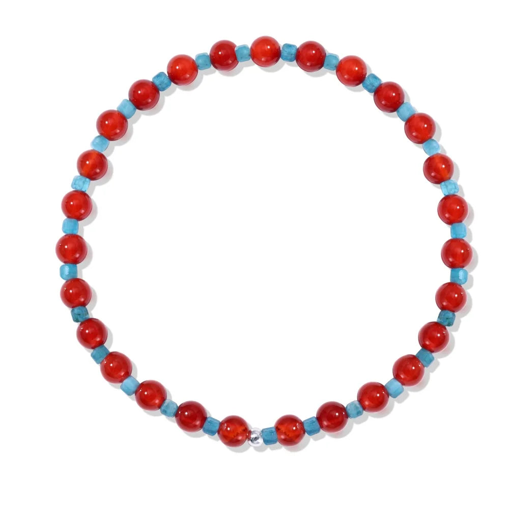 Silver Agate Round Cut Multi Shape Beaded Bracelet