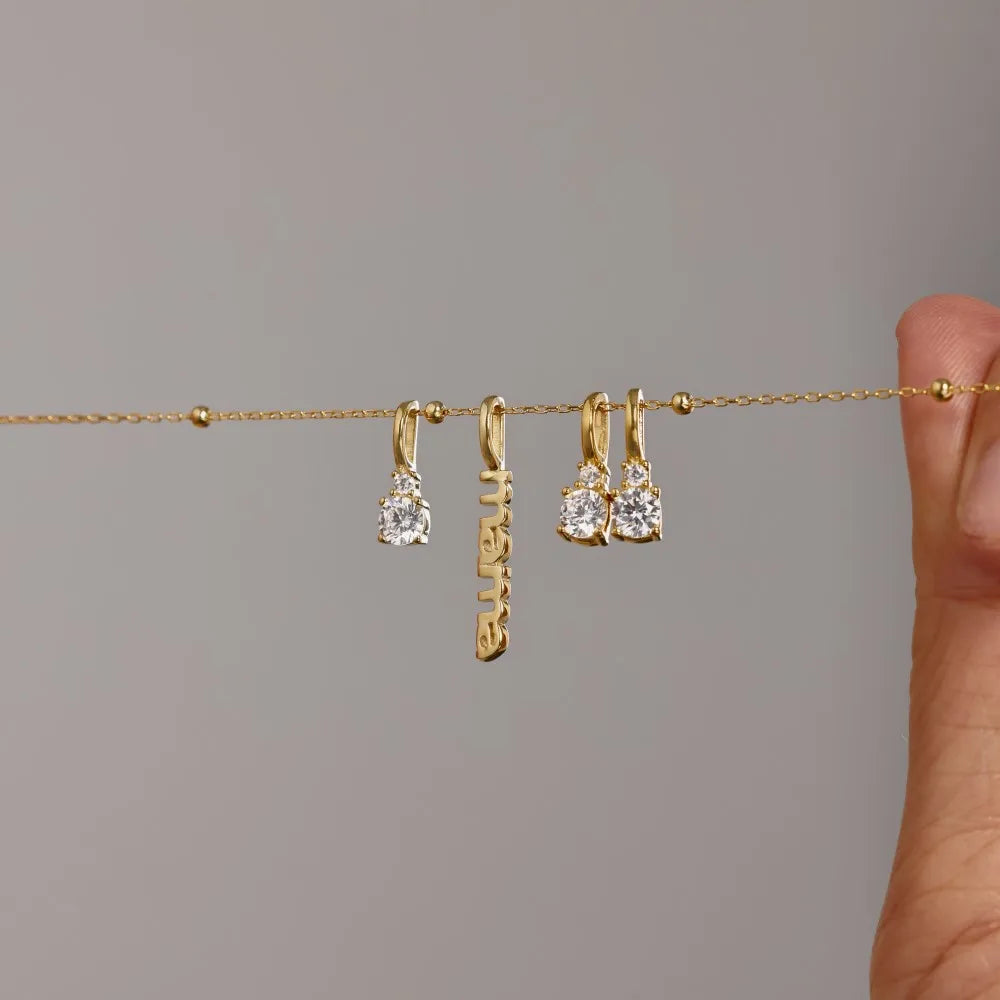 Silver Zircon Round Cut Mama Pendant Necklace