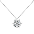 Silver Zircon Round Cut Snowflake Pendant Necklace