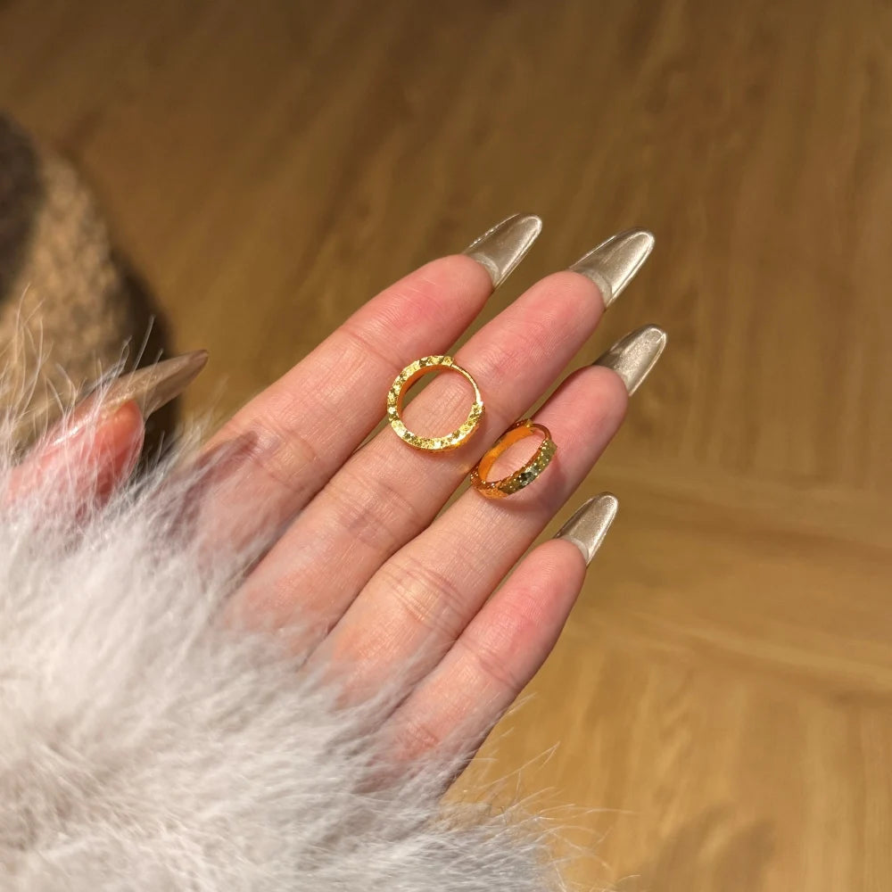 Silver Textured Ear Hoops