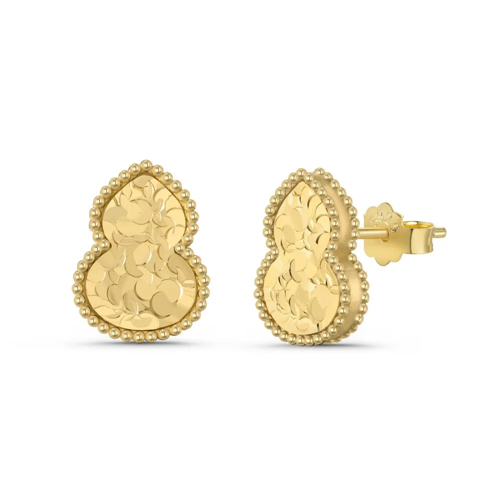 Silver Brushed Gourd Ear Studs