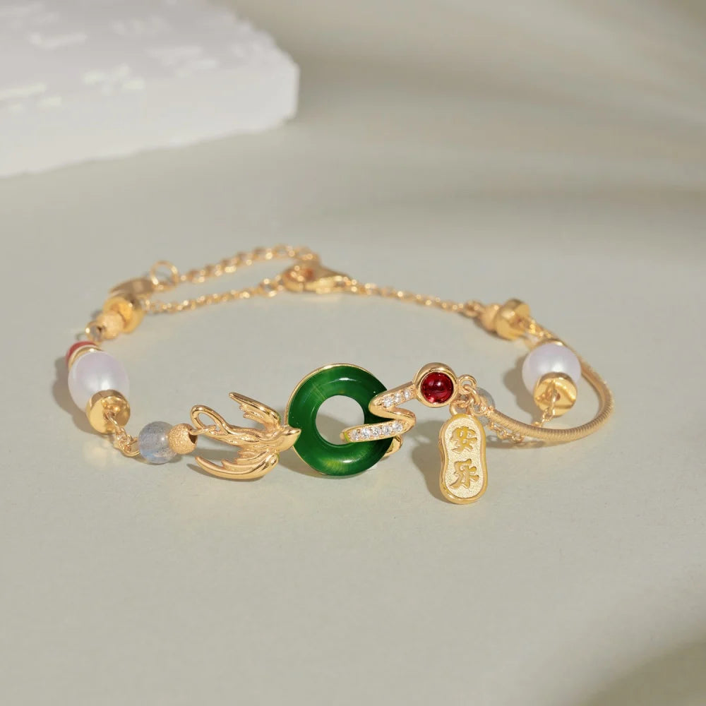 Silver Chinese Style Beaded Bracelet