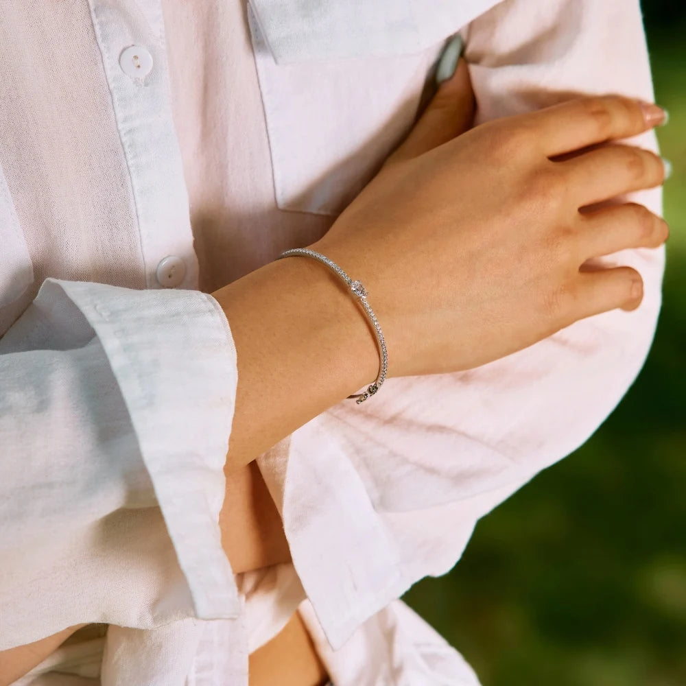 Silver Zircon Pear Cut Iced Tennis Bracelet