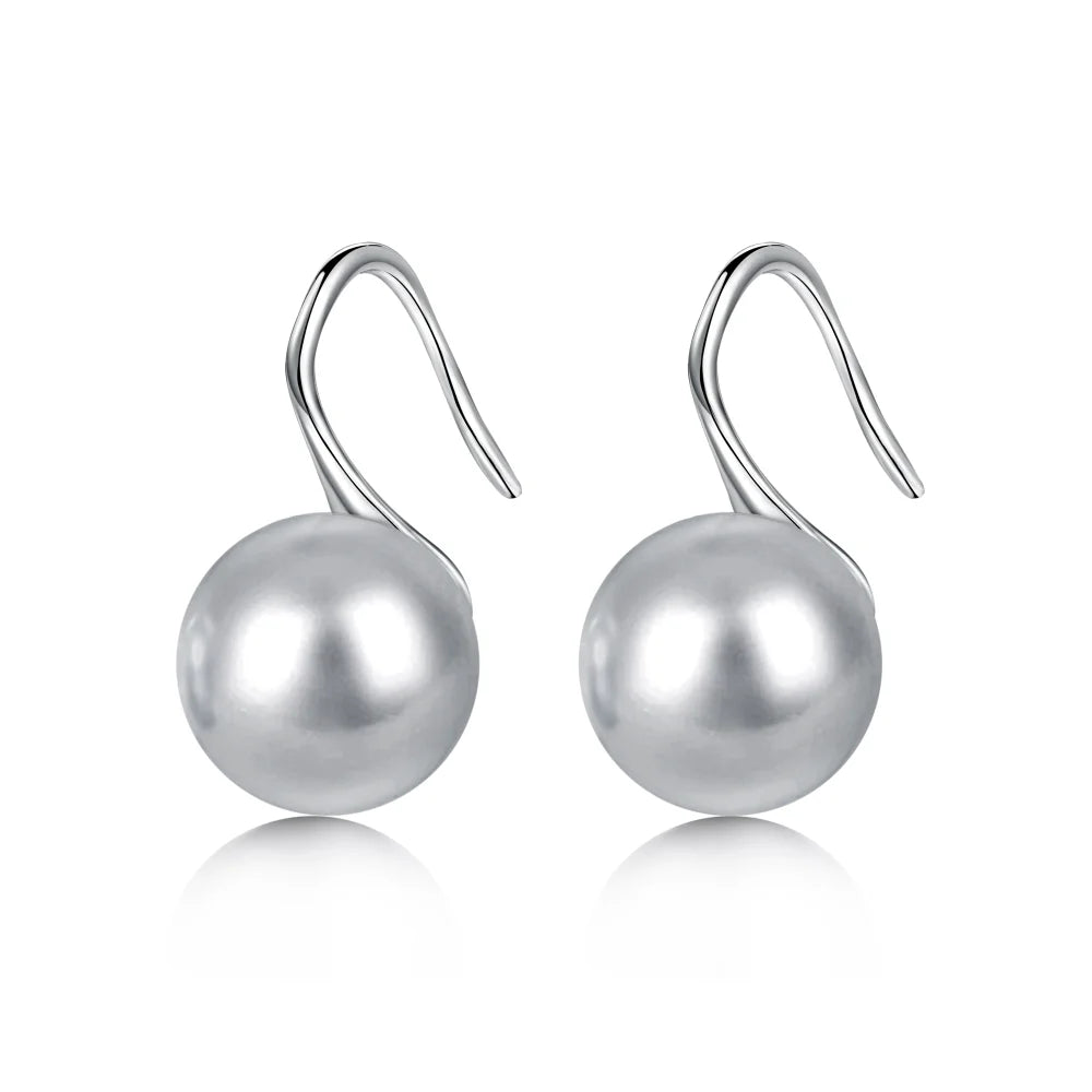 Silver Pearl Single Hook Drop Earrings