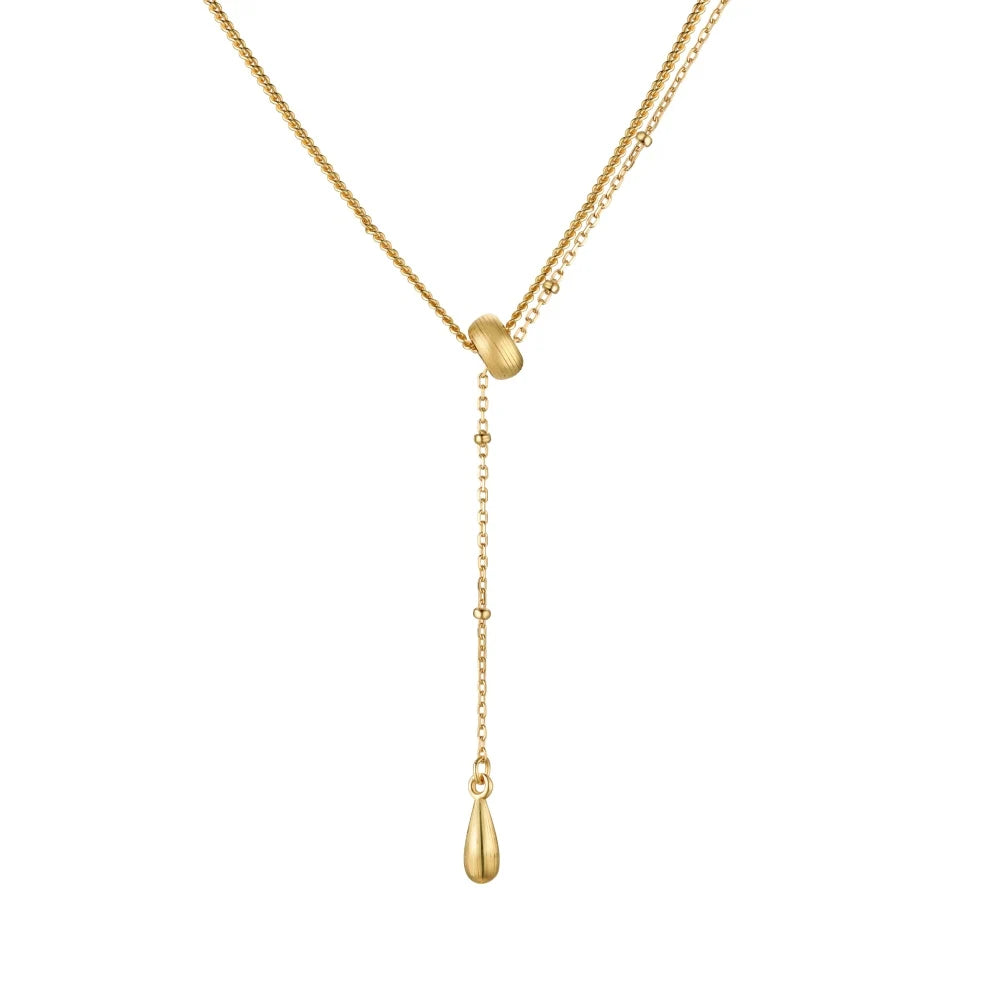 Silver Tassel Water Drop Pendant Necklace