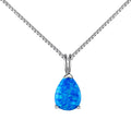 Silver Opal Pear Cut Water Drop Pendant Necklace