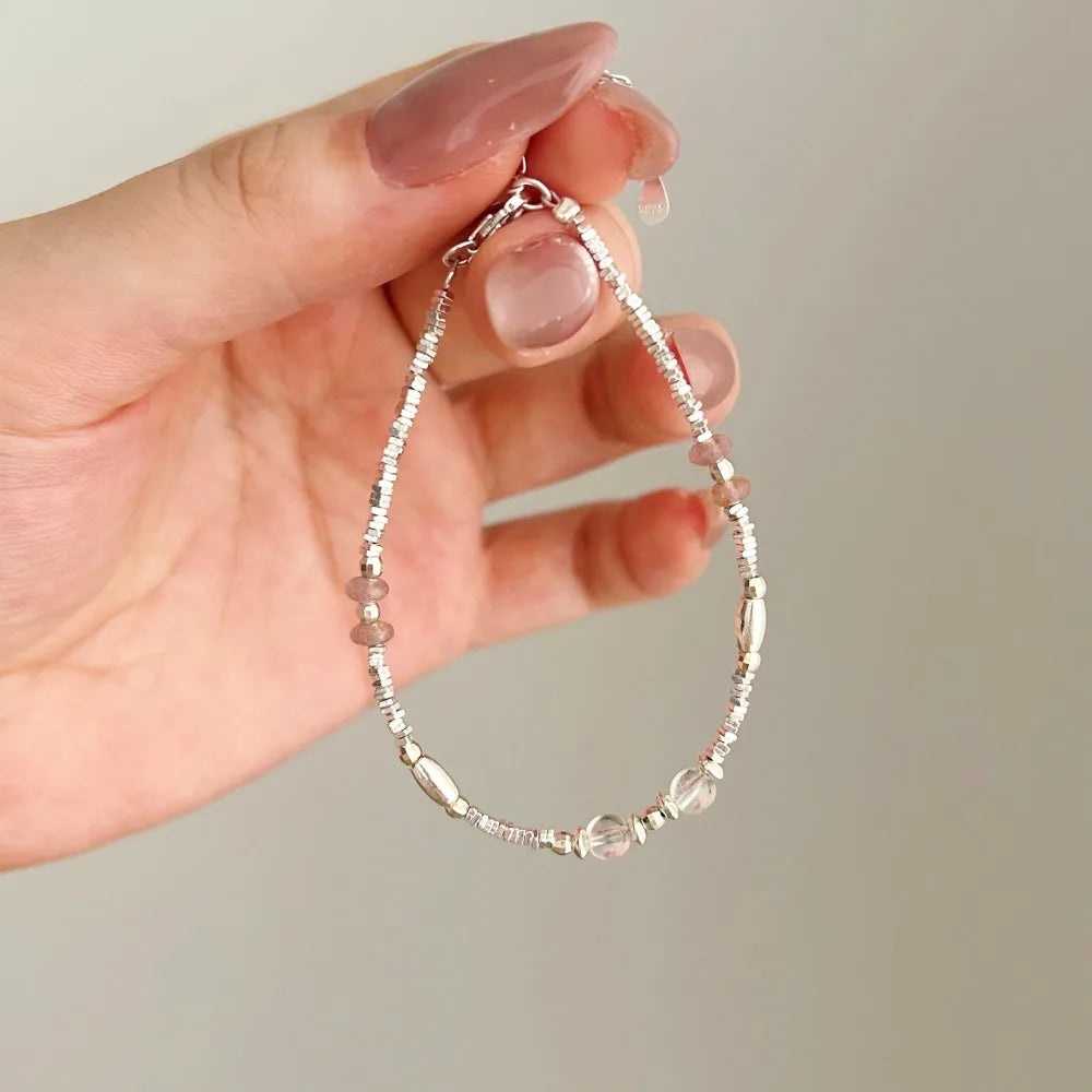 Silver Crystal Round Cut Multi Layer Beaded Bracelet