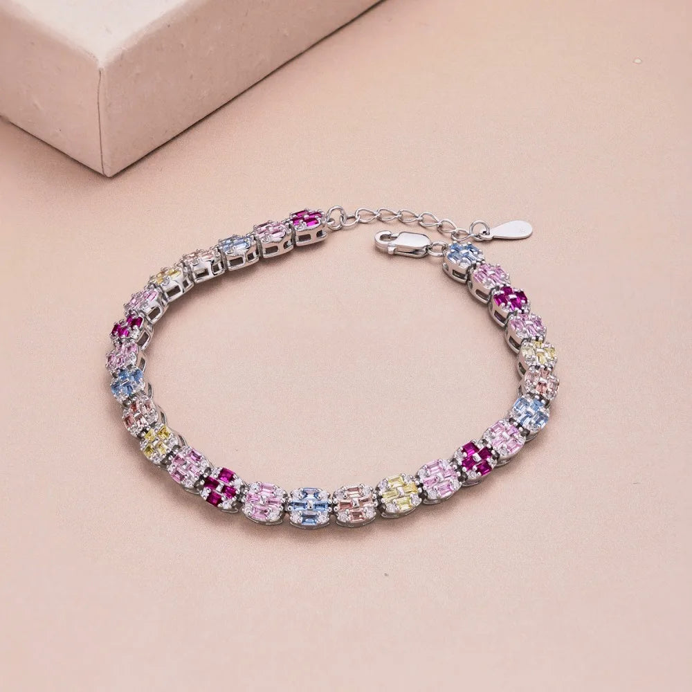 Silver Zircon Baguette Cut Cubic Tennis Bracelet