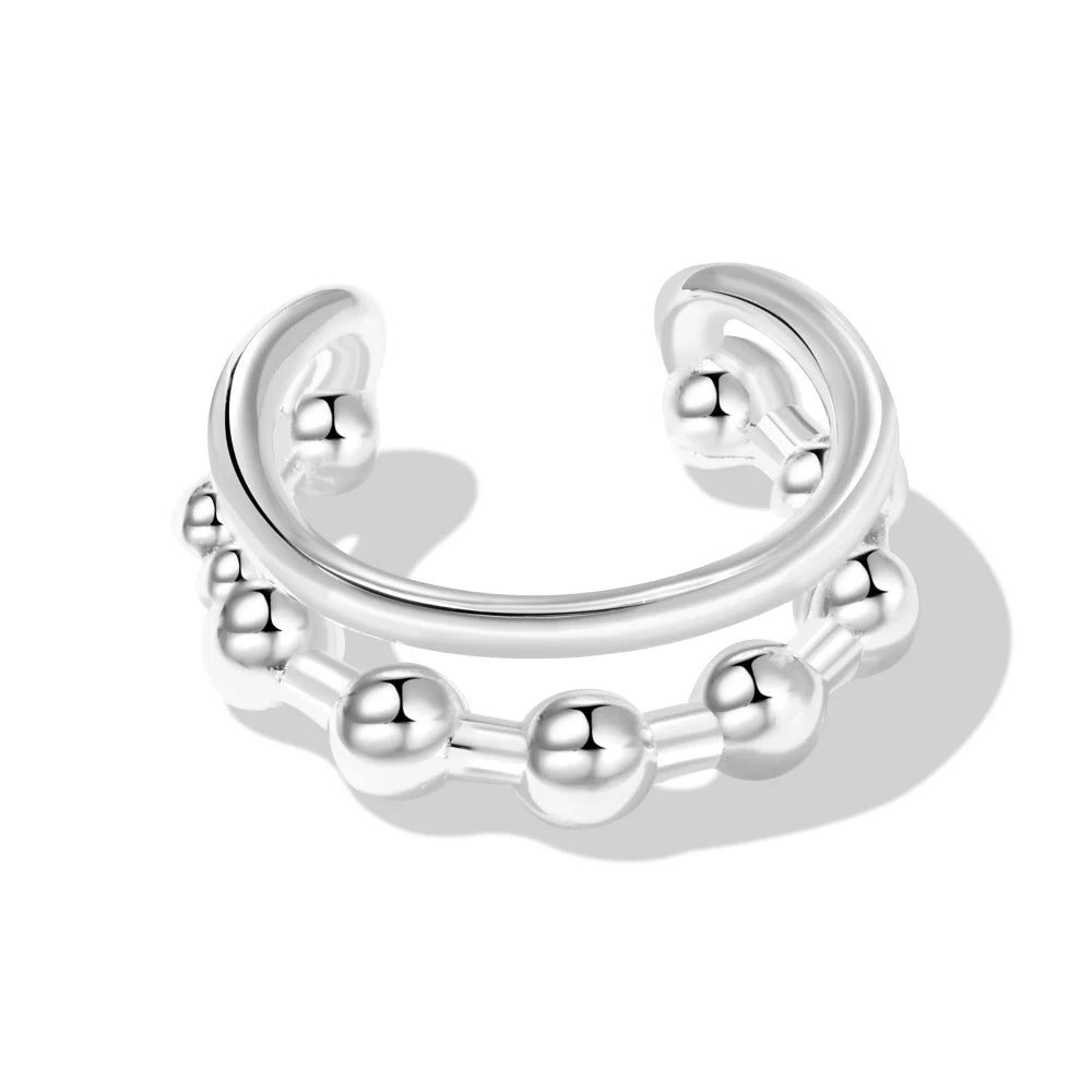 Silver Double Layer Ear Cuffs