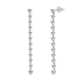 Silver Zircon Round Cut Dangle Drop Earrings