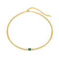 Silver Zircon Emerald Cut Cuban Chain Necklace