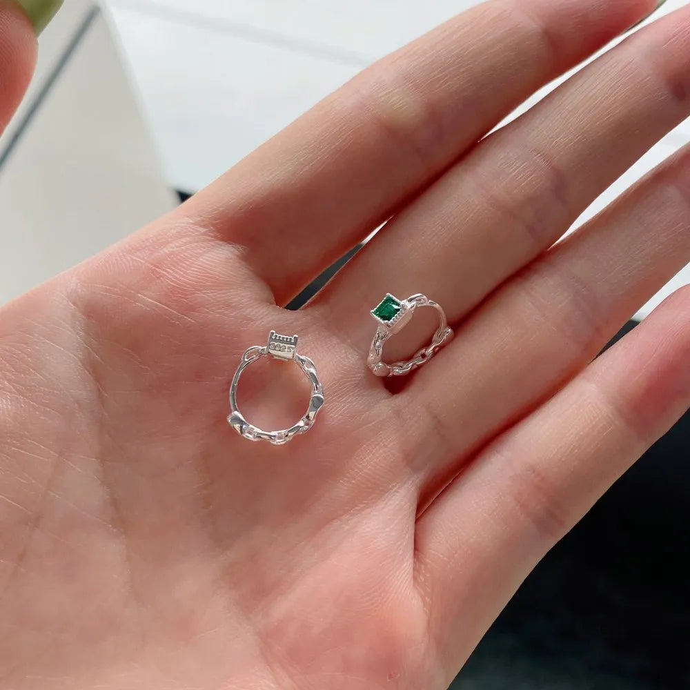 Silver Zircon Princess Cut Cubic Huggie Earrings