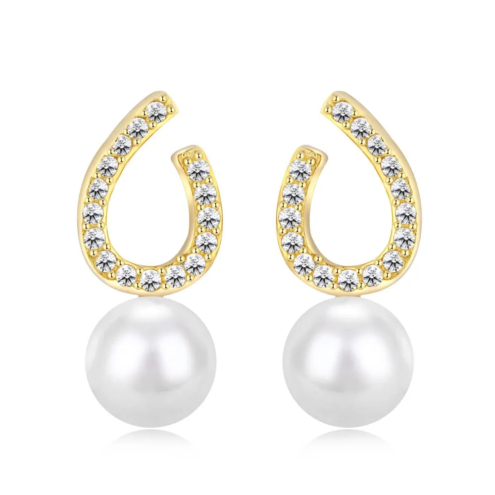 Silver Pearl Twisted Ear Studs