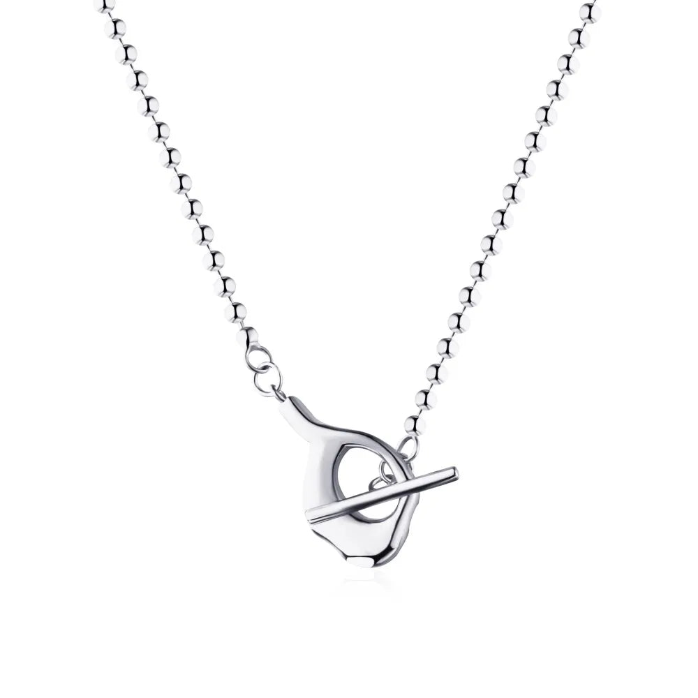Silver Buckle Double Pendant Necklace