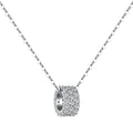 Silver Zircon Round Cut Rolling Pendant Necklace