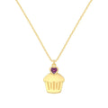 Silver Zircon Heart Cut Cupcake Pendant Necklace