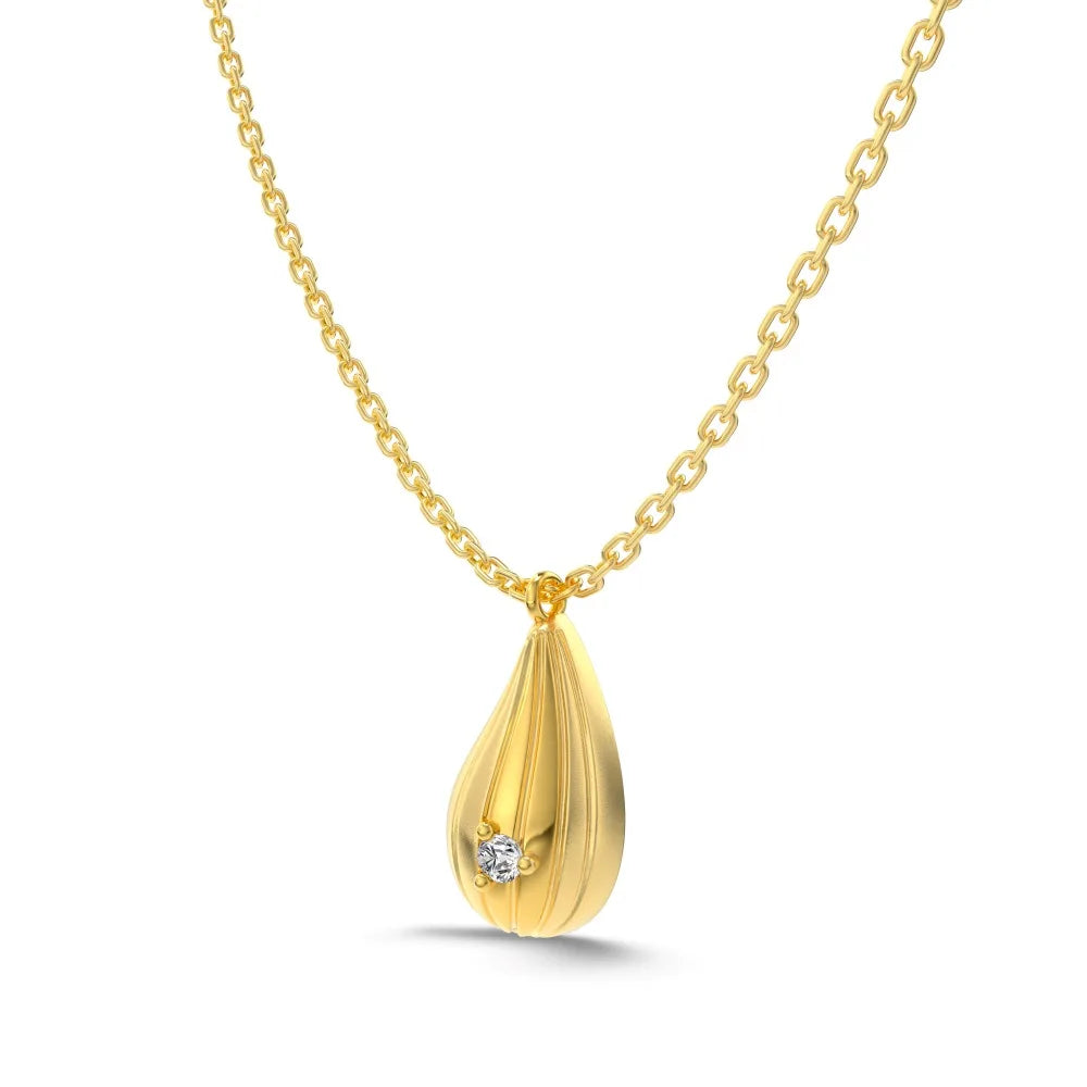 Silver Zircon Round Cut Tear Pendant Necklace