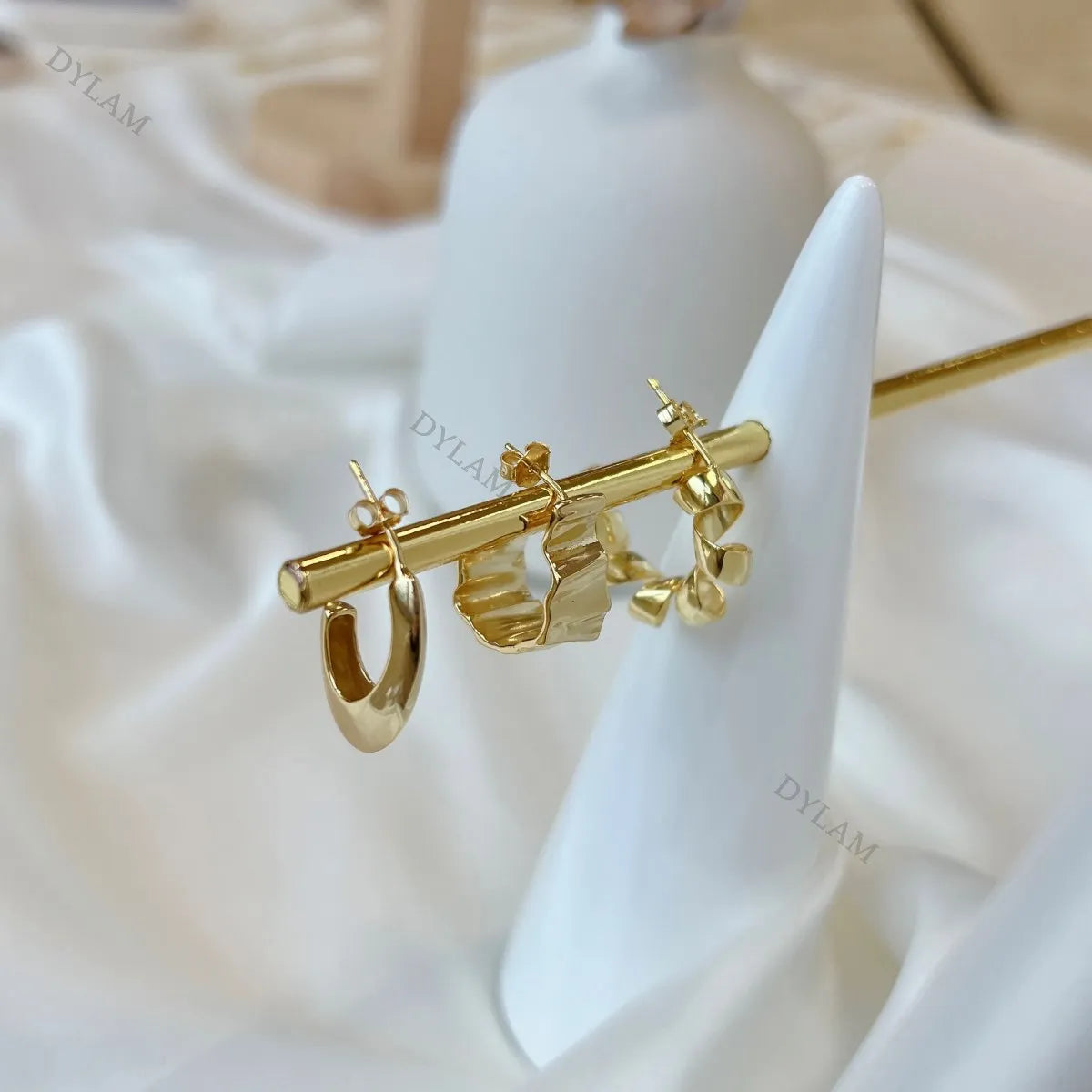 Silver Half Moon Ear Hoops