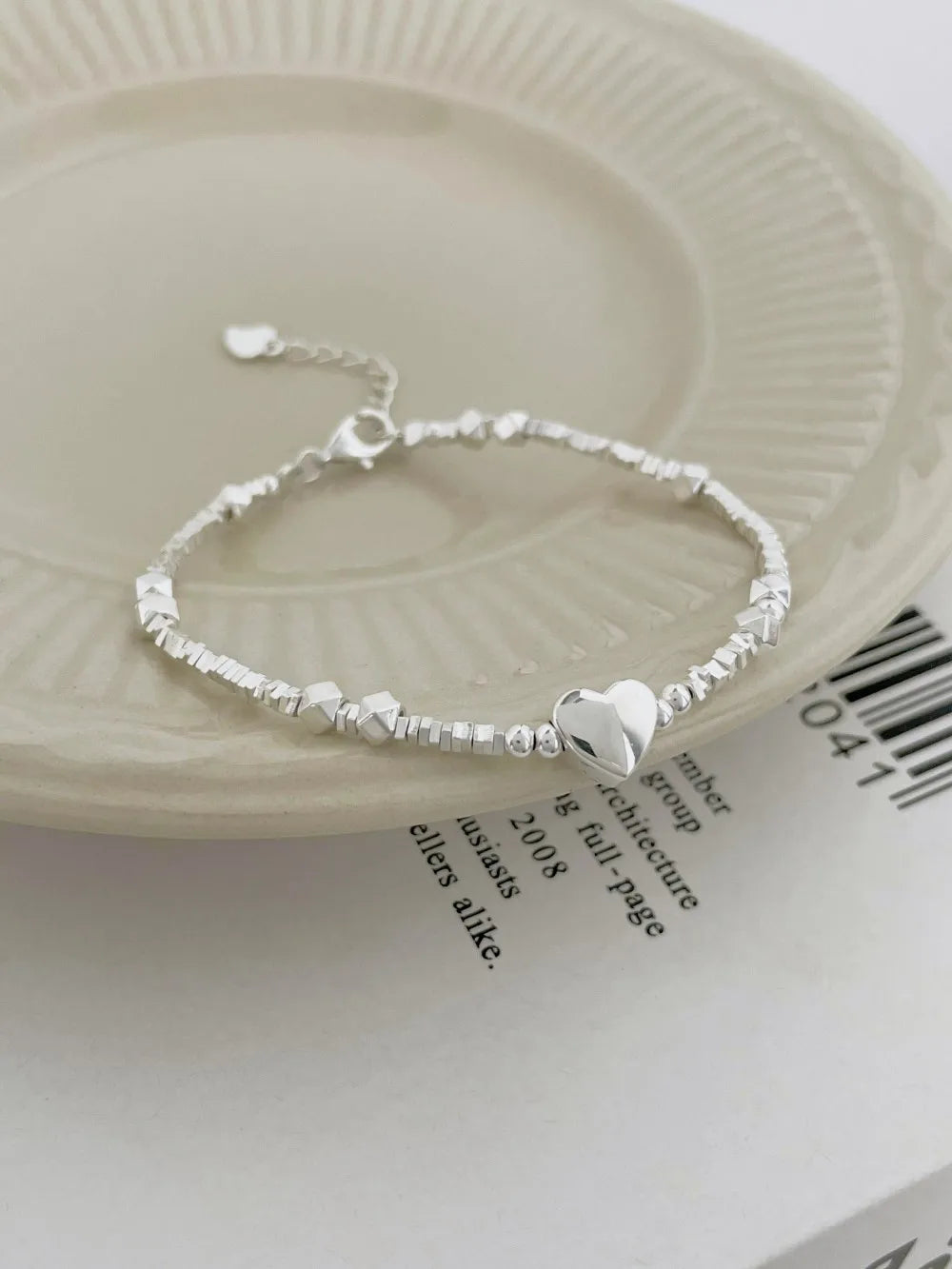 Silver Heart Beaded Bracelet