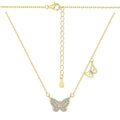Silver Zircon Marquise Cut Inlaid Butterfly Pendant Necklace