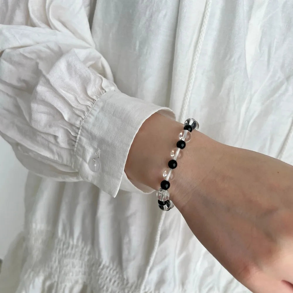 Crystal Onyx Round Cut Multi Shape Beaded Bracelet