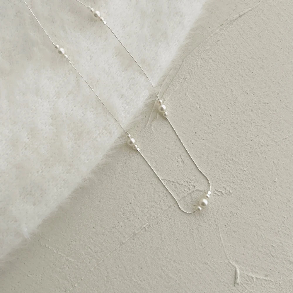 Silver Pearl Link Beaded Necklace