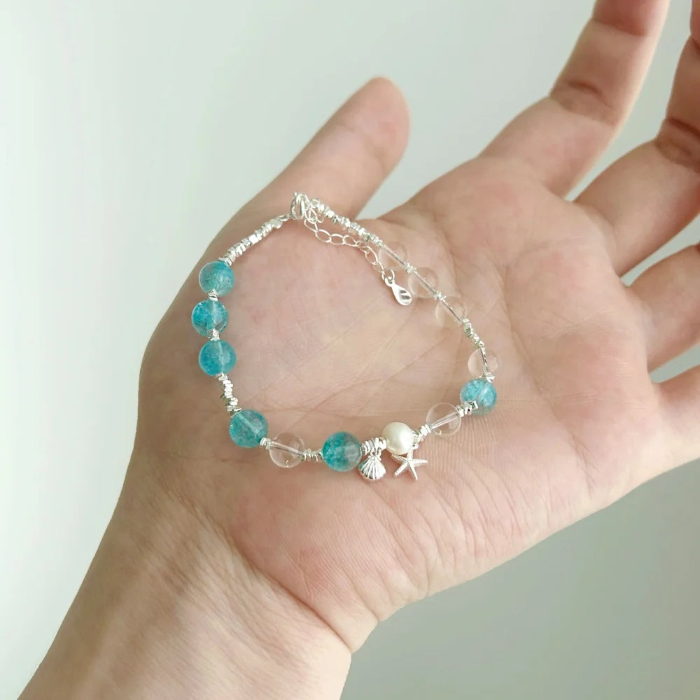 Silver Crystal Round Cut Classic Beaded Bracelet