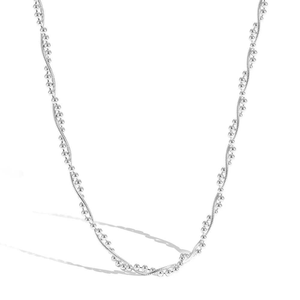 Silver Layered Bangles Beaded Necklace