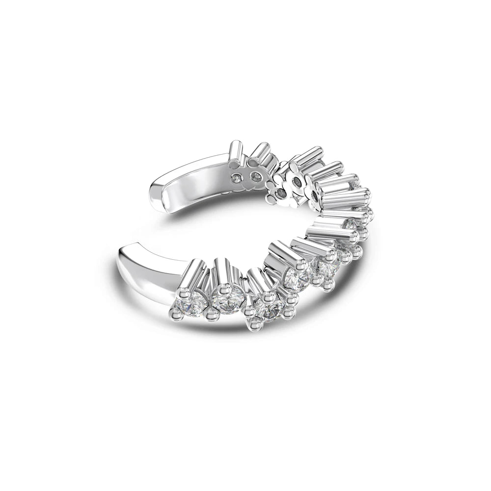 Silver Zircon Round Cut Inlaid Ear Cuffs