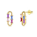 Silver Zircon Baguette Cut Paper Clip Ear Studs