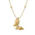Silver Zircon Round Cut Butterfly Beaded Necklace